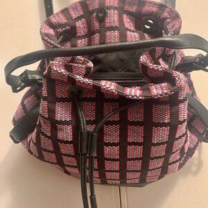 Opening Ceremony Black and Pink Checkered Backpack